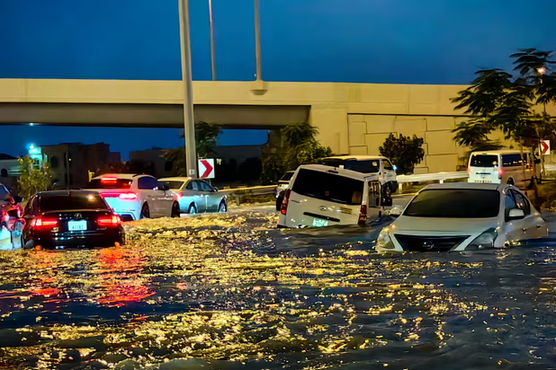 Cars swept away in Dubai Floods 2024