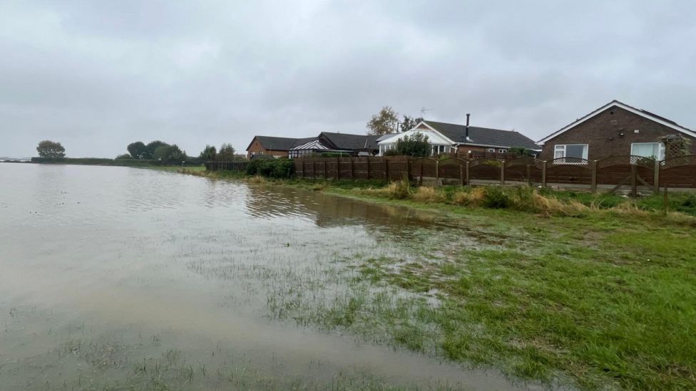 Flooding in Fiskerton, after the River Witham breached its banks